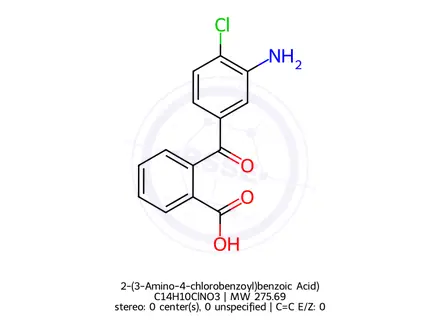 Chemical structure of 2-(3-Amino-4-chlorobenzoyl)benzoic Acid)