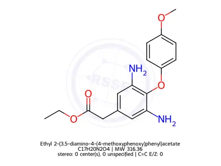 Chemical structure of Ethyl 2-(3,5-diamino-4-(4-methoxyphenoxy)phenyl)acetate