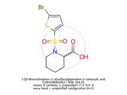 Chemical structure of 1-[(5-Bromothiophen-2-yl)sulfonyl]piperidine-2-carboxylic acid