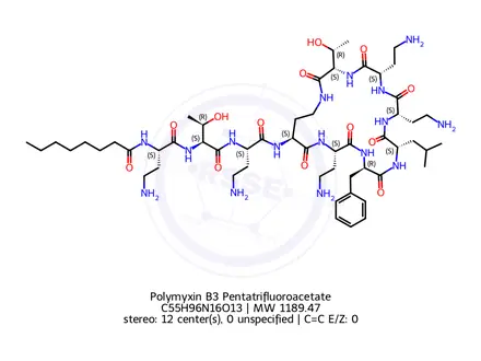 Chemical structure of Polymyxin B3 Pentatrifluoroacetate