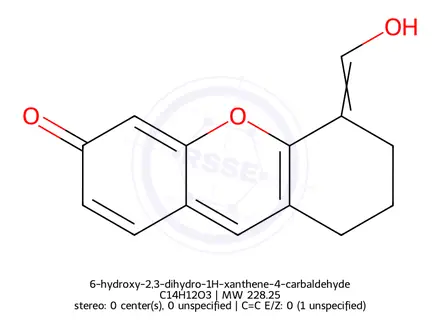 Chemical structure of 6-hydroxy-2,3-dihydro-1H-xanthene-4-carbaldehyde