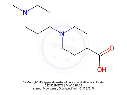 Chemical structure of 1'-Methyl-1,4'-bipiperidine-4-carboxylic acid dihydrochloride