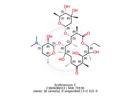 Chemical structure of Erythromycin C
