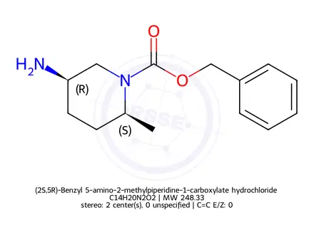 Chemical structure of (2S,5R)-Benzyl 5-amino-2-methylpiperidine-1-carboxylate hydrochloride
