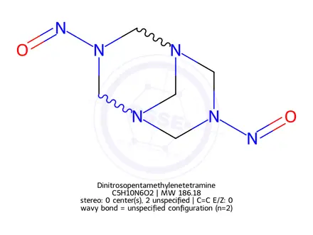 Chemical structure of Dinitrosopentamethylenetetramine