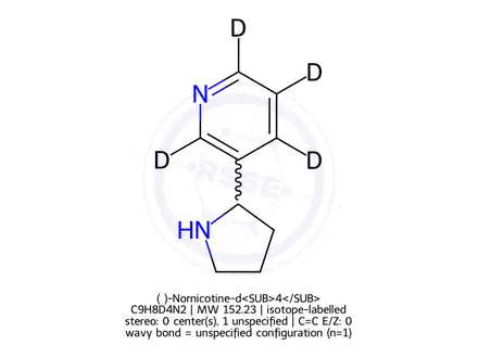 Chemical structure of (±)-Nornicotine-d<SUB>4</SUB>