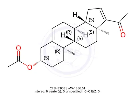 Chemical structure of 16-Dehydro Pregnenolone Acetate (DHPG Acetate)