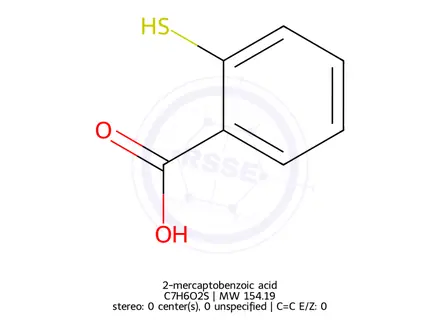 Chemical structure of 2-mercaptobenzoic acid