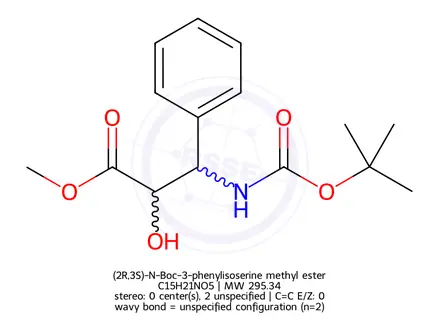 Chemical structure of (2R,3S)-N-Boc-3-phenylisoserine methyl ester