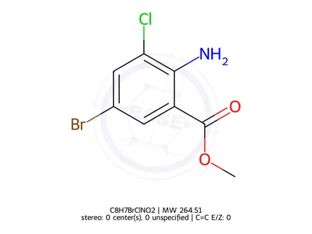 Chemical structure of 2-Amino-5-bromo-3-chloro-benzoic acid methyl ester