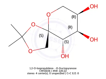 Chemical structure of 1,2-O-Isopropylidene-ß-D-fructopyranose