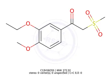 Chemical structure of 1-(3-ethoxy-4-methoxyphenyl)-2-(methylsulfonyl)ethanone