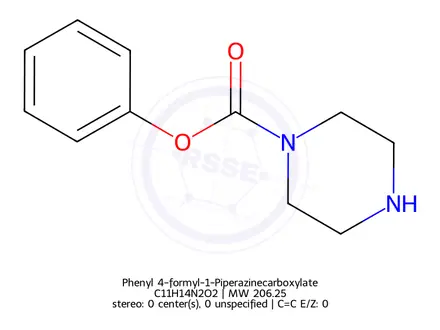 Chemical structure of Phenyl 4-formyl-1-Piperazinecarboxylate