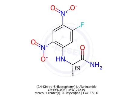 Chemical structure of (S)-2-((5-Fluoro-2,4-dinitrophenyl)amino)propanamide