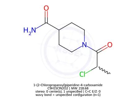 Chemical structure of 1-(2-Chloropropanoyl)piperidine-4-carboxamide