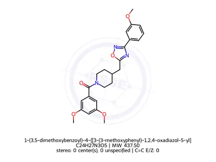 Chemical structure of 1-(3,5-dimethoxybenzoyl)-4-{[3-(3-methoxyphenyl)-1,2,4-oxadiazol-5-yl]methyl}piperidine