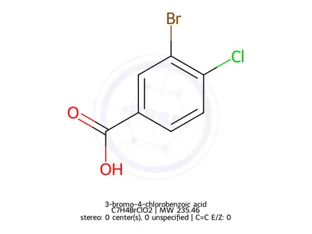 Chemical structure of 3-bromo-4-chlorobenzoic acid