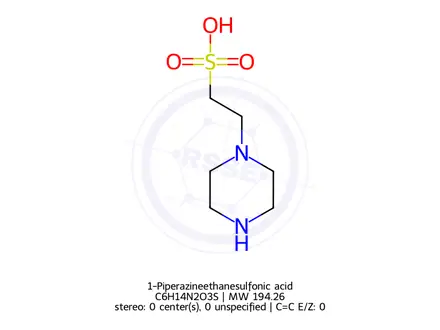 Chemical structure of 1-Piperazineethanesulfonic acid