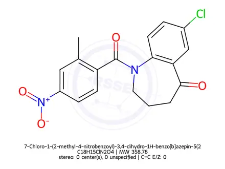 Chemical structure of 7-Chloro-1-(2-methyl-4-nitrobenzoyl)-3,4-dihydro-1H-benzo[b]azepin-5(2H)-one