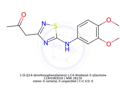 Chemical structure of 1-{5-[(3,4-dimethoxyphenyl)amino]-1,2,4-thiadiazol-3-yl}acetone