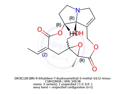 Chemical structure of (5R,9Z,12R,18R)-9-Ethylidene-7-(hydroxymethyl)-5-methyl-3,6,11-trioxa-15-azatetracyclo[10.5.1.05,7.0