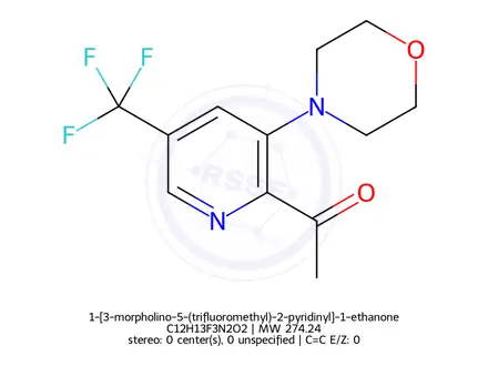 Chemical structure of 1-[3-morpholino-5-(trifluoromethyl)-2-pyridinyl]-1-ethanone