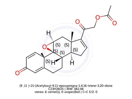 Chemical structure of (9β,11β)-21-(Acetyloxy)-9,11-epoxypregna-1,4,16-triene-3,20-dione