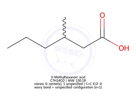 Chemical structure of 3-Methylhexanoic acid