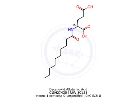 Chemical structure of Caproyl-L-Glutamic Acid (Decanoyl-L-Glutamic Acid)