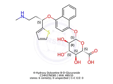 Chemical structure of 4-Hydroxy Duloxetine B-D-Glucuronide
