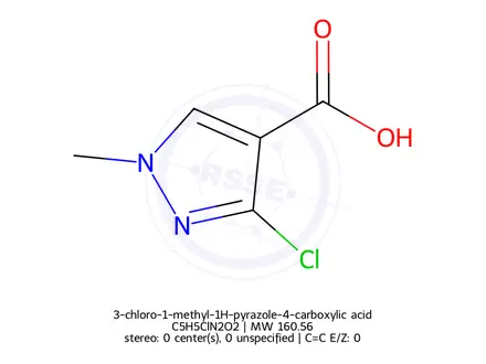 Chemical structure of 3-chloro-1-methyl-1H-pyrazole-4-carboxylic acid