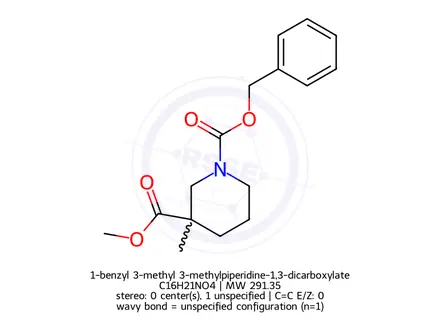 Chemical structure of 1-benzyl 3-methyl 3-methylpiperidine-1,3-dicarboxylate
