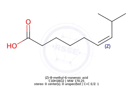 Chemical structure of (Z)-8-methyl-6-nonenoic acid