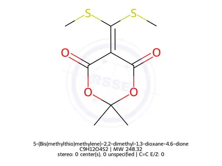Chemical structure of 5-(Bis(methylthio)methylene)-2,2-dimethyl-1,3-dioxane-4,6-dione
