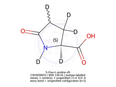 Chemical structure of 5-Oxo-L-proline-d5