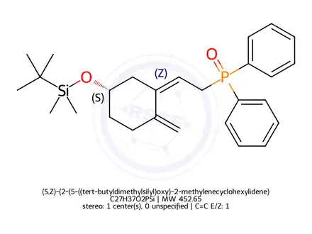Chemical structure of (S,Z)-(2-(5-((tert-butyldimethylsilyl)oxy)-2-methylenecyclohexylidene)ethyl)diphenylphosphine oxide