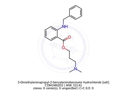 Chemical structure of 3-Dimethylaminopropyl-2-benzylaminobenzoate Hydrochloride