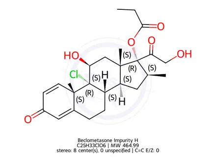 Chemical structure of Beclometasone Impurity H