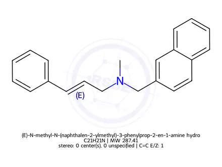 Chemical structure of (E)-N-methyl-N-(naphthalen-2-ylmethyl)-3-phenylprop-2-en-1-amine hydrochloride