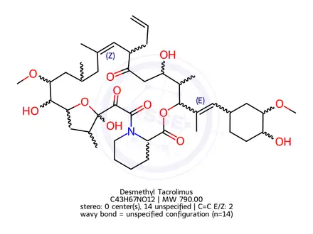 Chemical structure of Desmethyl Tacrolimus