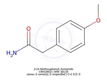 Chemical structure of 2-(4-Methoxyphenyl) Acetamide