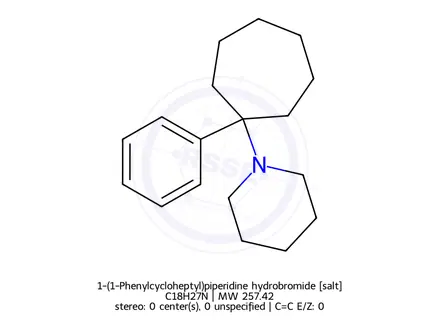 Chemical structure of 1-(1-Phenylcycloheptyl)piperidine hydrobromide