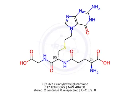 Chemical structure of S-[2-(N7-Guanyl)ethyl]glutathione