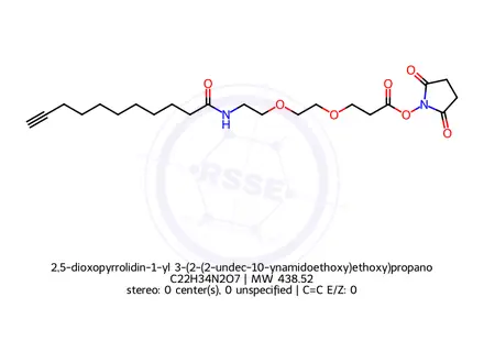 Chemical structure of 2,5-dioxopyrrolidin-1-yl 3-(2-(2-undec-10-ynamidoethoxy)ethoxy)propanoate