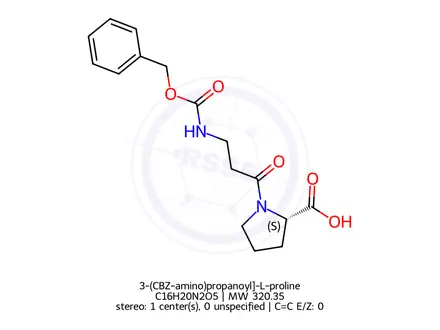 Chemical structure of 3-(CBZ-amino)propanoyl]-L-proline