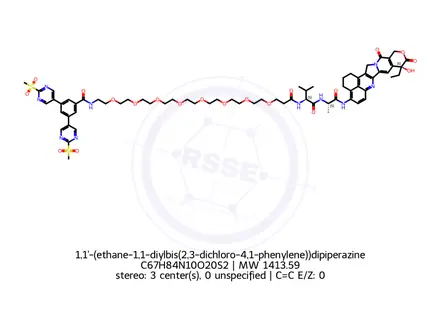 Chemical structure of 1,1'-(ethane-1,1-diylbis(2,3-dichloro-4,1-phenylene))dipiperazine