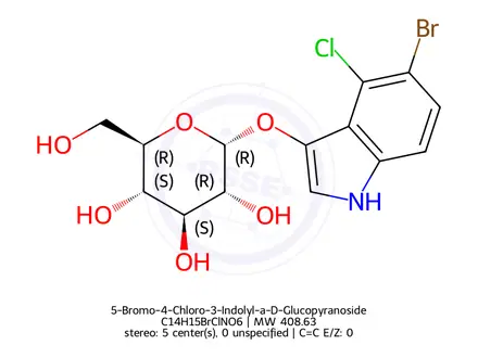 Chemical structure of 5-Bromo-4-Chloro-3-Indolyl-a-D-Glucopyranoside