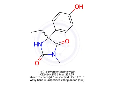 Chemical structure of (+/-)-4-Hydroxy Mephenytoin