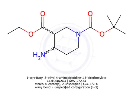 Chemical structure of 1-tert-Butyl 3-ethyl 4-aminopiperidine-1,3-dicarboxylate