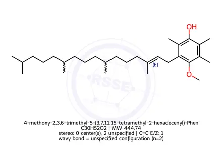 Chemical structure of 4-methoxy-2,3,6-trimethyl-5-(3,7,11,15-tetramethyl-2-hexadecenyl)-Phenol
